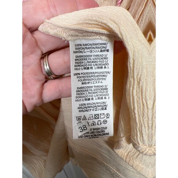 Free People Wind Willow Boho Embroidered Mini Dress Small Spring Summer Oversize - Picture 9 of 12